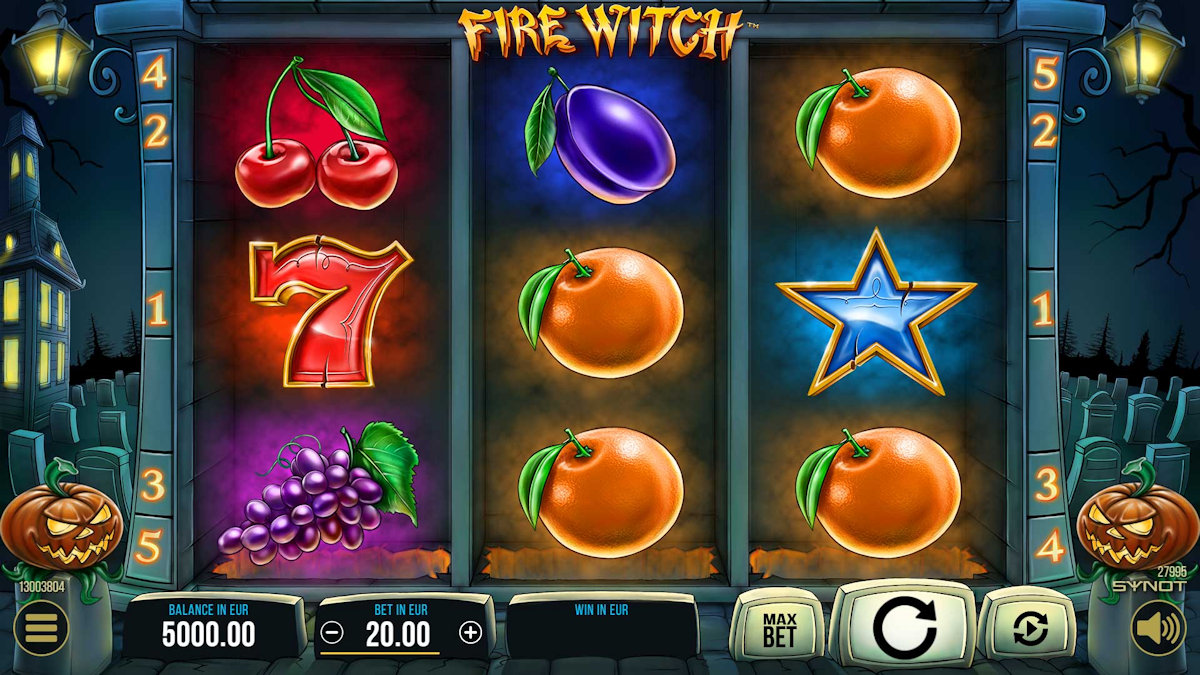 Synot Games spēles Fire Witch vizuālie efekti